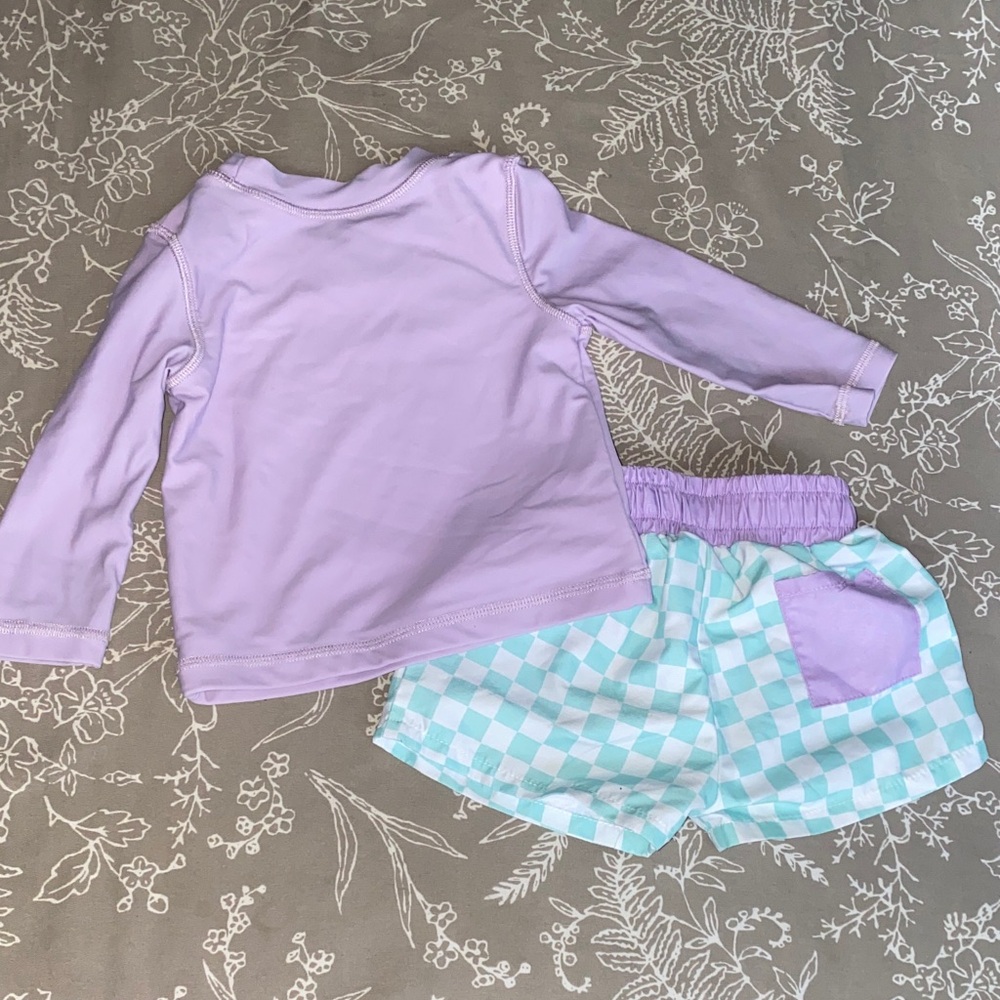 Caden Lane Lavender and Aqua Kids Swim Set